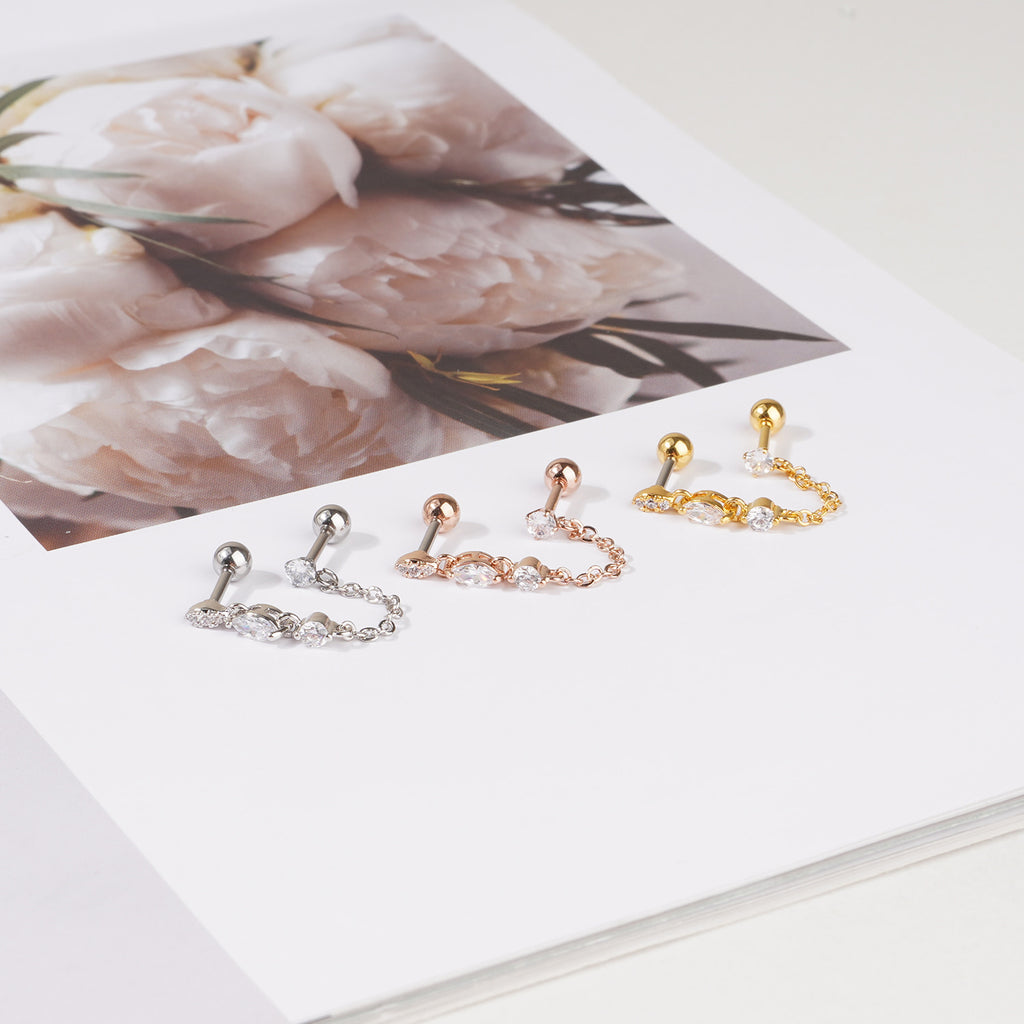 Oval stone two-pin chain