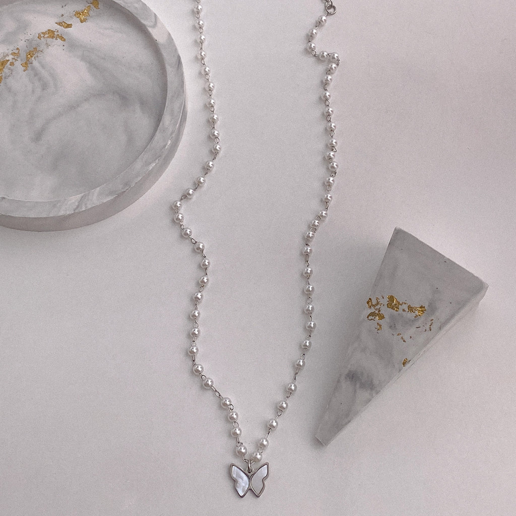 Butterfly pearl necklace