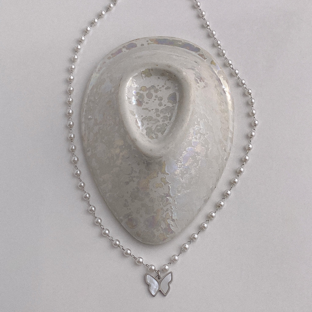 Butterfly pearl necklace