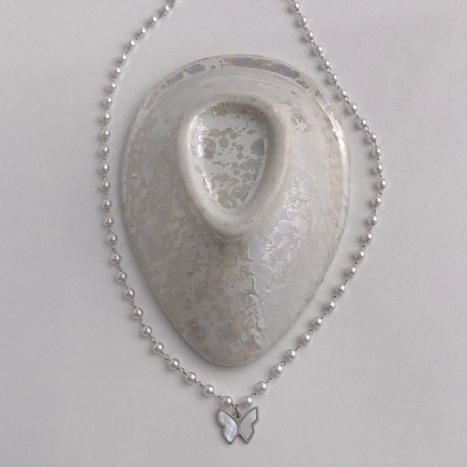 Butterfly pearl necklace
