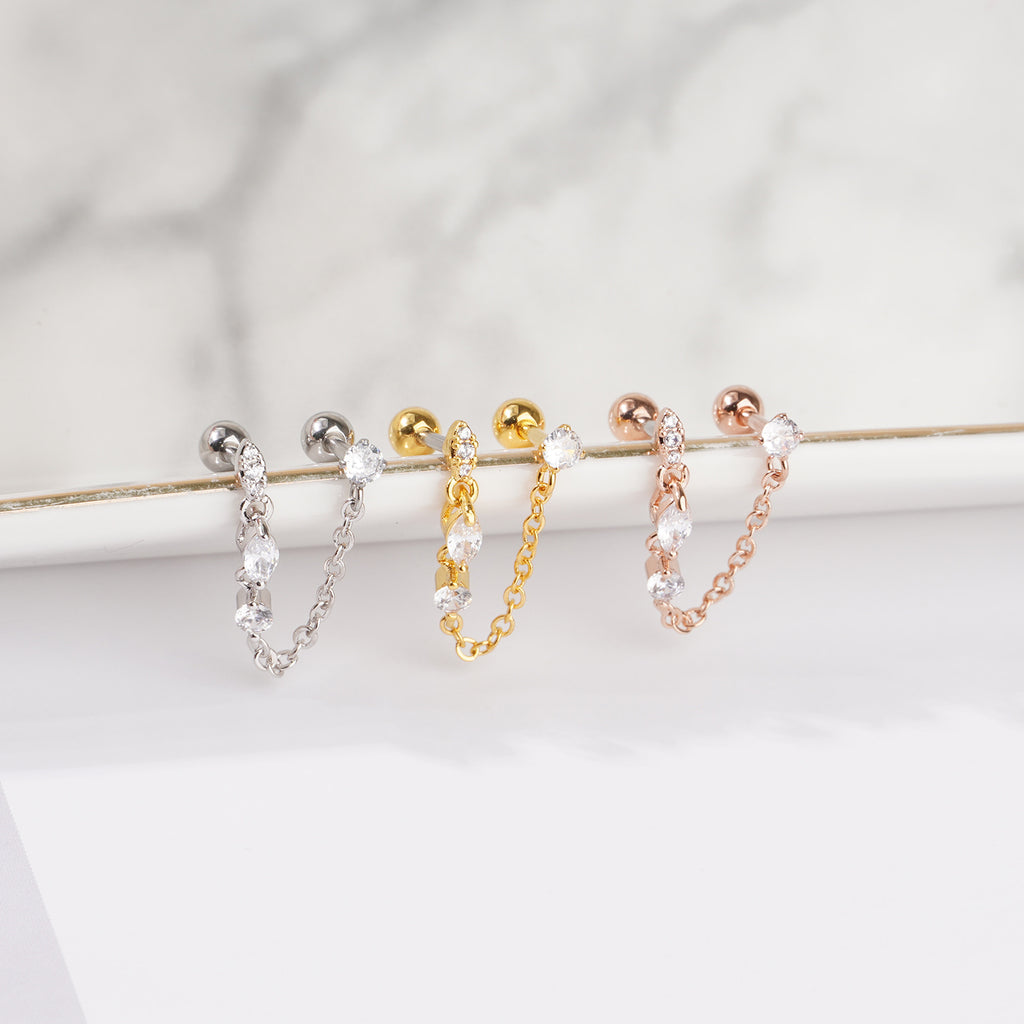 Oval stone two-pin chain