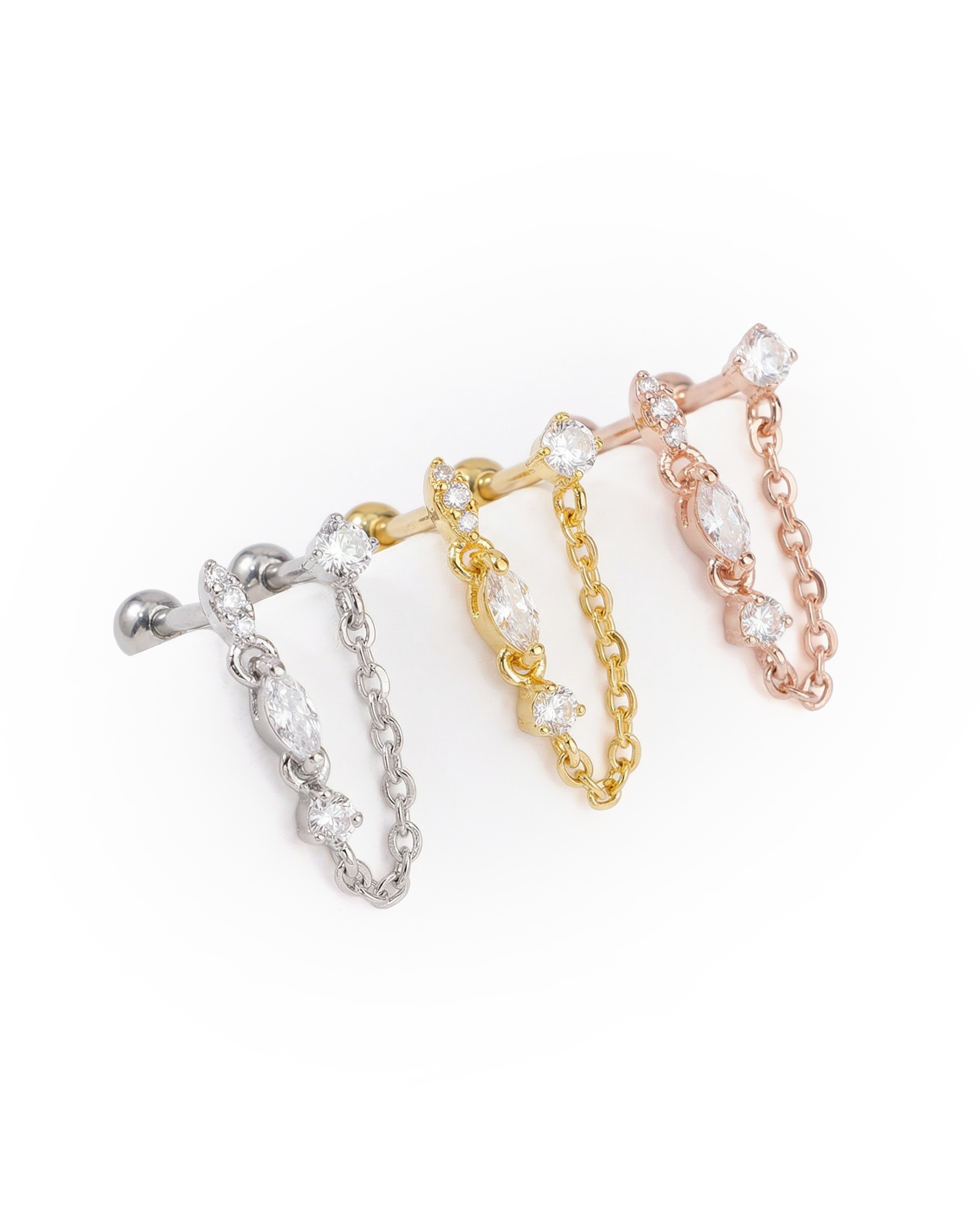 Oval stone two-pin chain